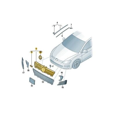 Kühlergrill Frontgrill schwarz grau chrom VW Golf GTD 5G0853651AKBTV