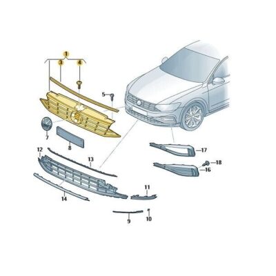 Kühlergrill Frontgrill schwarz VW Passat 3G0853651DJBKZ
