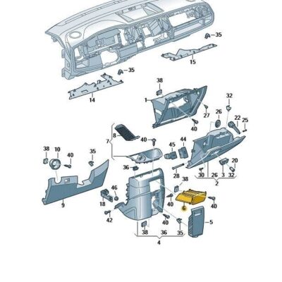 Getränkehalter oben titanschwarz VW T6 7E5858601J 81U
