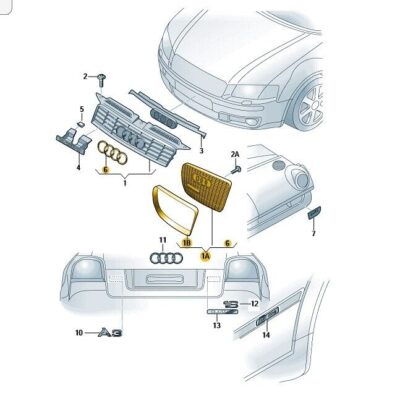 Kühlergrill Frontgrill grau Audi A3 8P4853651D 1QP