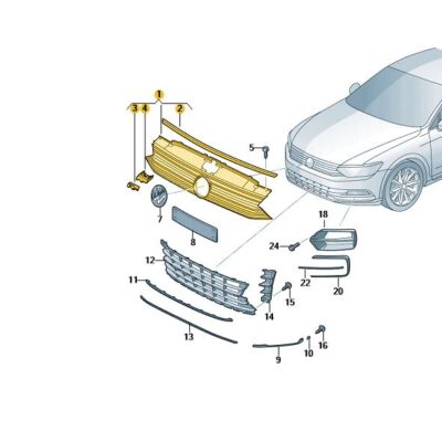 Kühlergrill Frontgrill schwarz VW Passat 3G0853651L BKZ