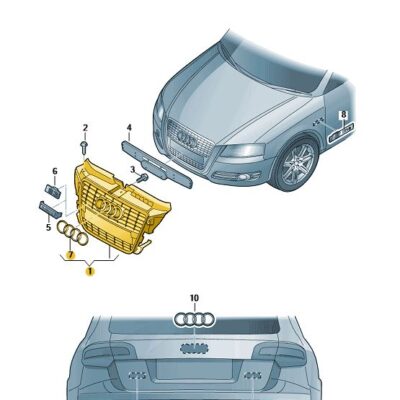 Kühlergrill Frontgrill schwarz Audi A3 8P 8P0853651N VMZ