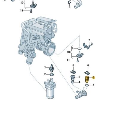Temperaturgeber Zylinderkopf 2 polig mit Dichtring VW T5 Touareg 070919501D
