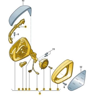 Außenspiegelgehäuse Außenspiegel rechts VW Golf Sportsvan 517857508AH9B9