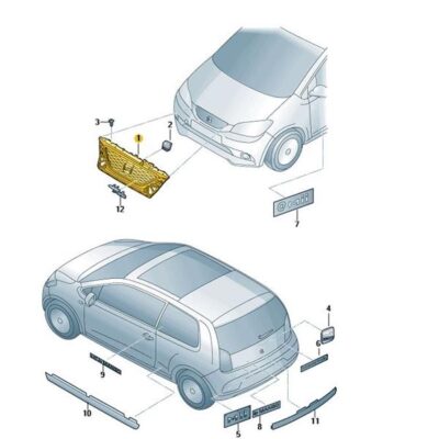 Kühlergrill satinschwarz Seat Mii 1SL853653  9B9