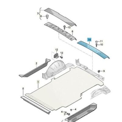 Abdeckung Schlossträger hinten Flügeltür VW T5 T6 7H0863485C 9B9