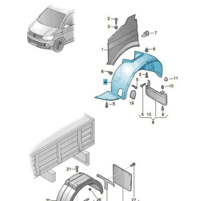 Radhausschale Innenkotflügel vorn rechts VW T6 7E0809958E