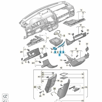 Ablagefach mit Becherhalter Steckdose Grau VW T6 7E5858601A 21X