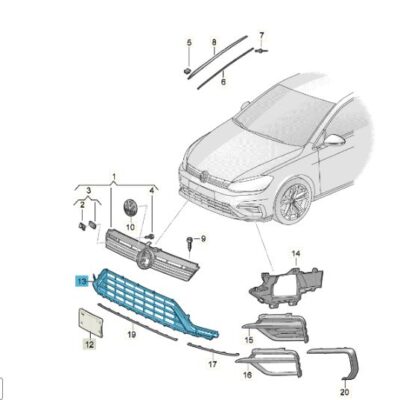 Lüftungsgitter Grill mitte schwarz VW Golf 5G0853677AC9B9
