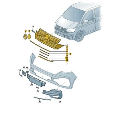 Kühlergrill schwarz chrom VW T6.1 7LA853651C LDB