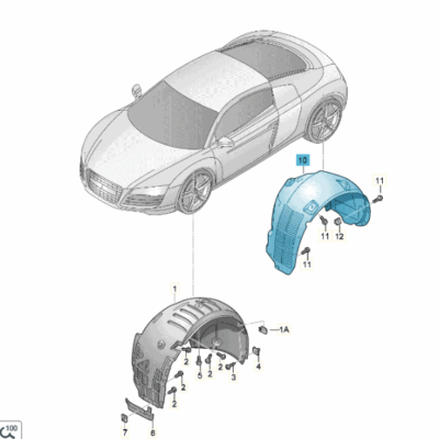 Radhausschale Innenkotflügel hinten rechts Audi R8 420810172B