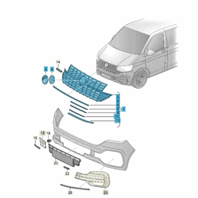 Kühlergrill Frontgrill schwarz chrom vorne VW T6.1 7LA853651B LDB