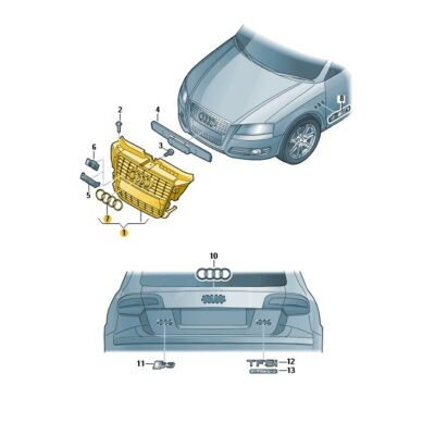 Kühlergrill Frontgrill schwarz Audi A3 8P 8P0853651M VMZ