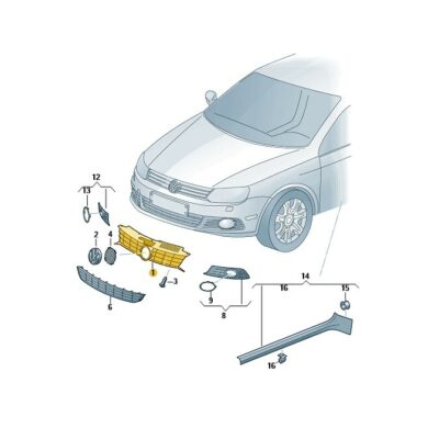 Kühlergrill chromfarben/schwarz VW EOS 1Q0853651AKFXC