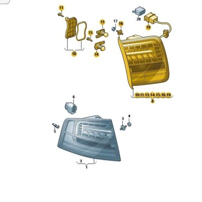 Schlussleuchte Rückleuchte rechts innen Audi A8 4E0945094H