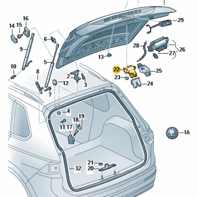 Klappenschloss Skoda Kodiaq Rapid Superb VW Polo 3V0827505C