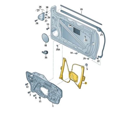 Fensterheber ohne Motor vorne rechts VW Scirocco 1K8837462G