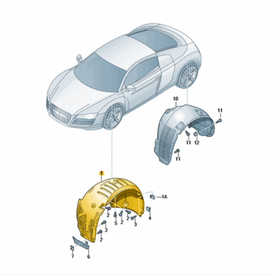 Radhausschale Innenkotflügel vorn rechts Audi R8 420821172F