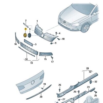 VW Emblem Kühlergrill vorn VW CC Passat Phaeton 3D0853601F JZA