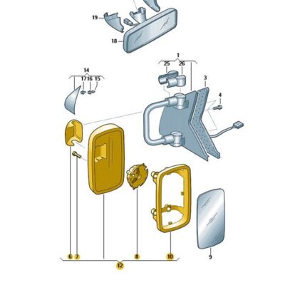 Außenspiegelgehäuse Außenspiegel links VW T5 7J0857547G