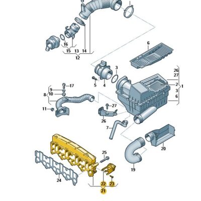 Ansaugbrücke Saugstutzen Saugrohr Metall VW Jetta 03G129711AR