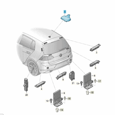 Dachantenne schwarz-glänzend Seat Skoda VW 5Q0035507N 5FQ