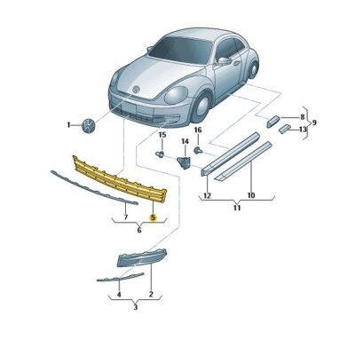 Ausströmgitter Grill mitte VW Beetle 5C5853671R ZLL