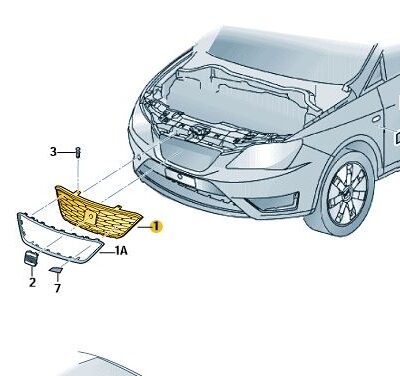 Kühlergrill satinschwarz Seat Ibiza 6J0853654H 9B9