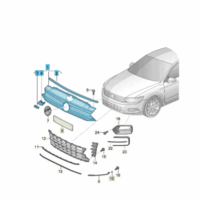 Kühlergrill Frontgrill schwarz VW Passat 3G0853651L BKZ
