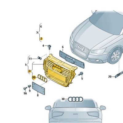 Kühlergrill Frontgrill schwarz-glänzend Audi A1 8X0853651 ALZ