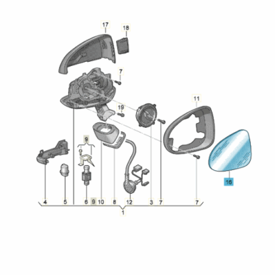 Spiegelglas Außenspiegel Spiegel links VW Touareg 7P6857521C