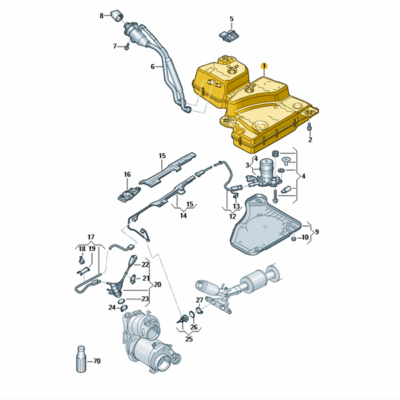 Reduktionsmitteltank plus Heizung Audi Seat Skoda VW 5QF131877P