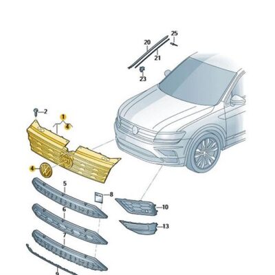 Kühlergrill satinschwarz/chromglanz VW Tiguan 5NA853651B ZLL