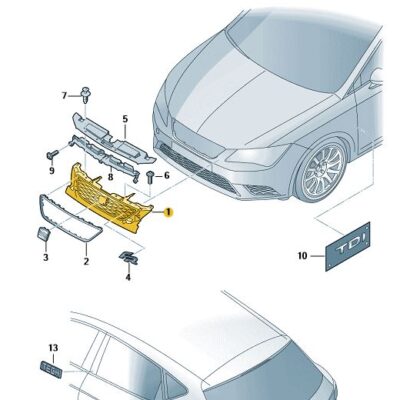 Kühlergrill Frontgrill satinschwarz Seat Leon 5F0853654B 9B9