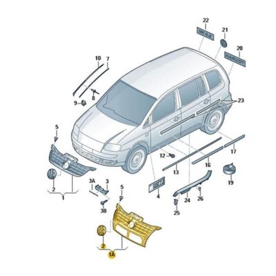 Kühlergrill schwarz chrom VW Touran 1T0853651AEWXS