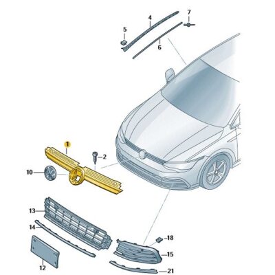 Kühlergrill Frontgrill schwarz VW Golf 8 5H0853651S 041