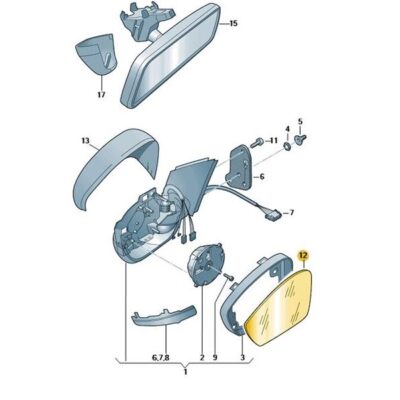 Spiegelglas Außenspiegel Glas rechts Skoda Octavia 5E0857522E