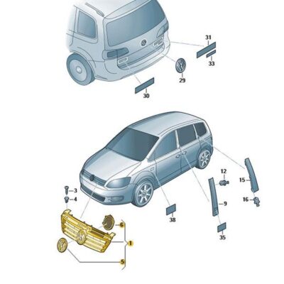 Kühlergrill Frontgrill VW Sharan 7N0853651D 9B9