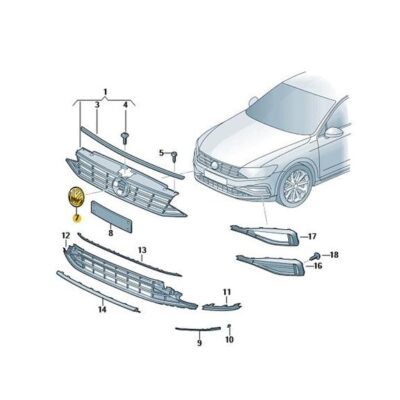 VW Emblem Kühlergrill Zeichen schwarz VW Arteon Passat 3G7853601D DPJ