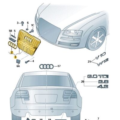 Kühlergrill Frontgrill grau Audi A8 4E0853651AM1RR