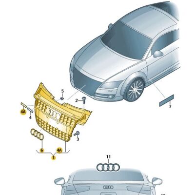 Kühlergrill Frontgrill schwarz-glänzend Audi TT 8J0853651M T94