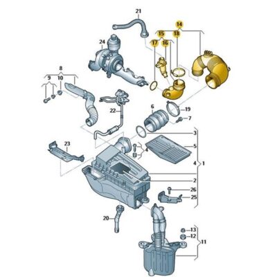 Luftführungsschlauch Skoda Yeti VW Beetle Caddy Passat 1K0129654BH