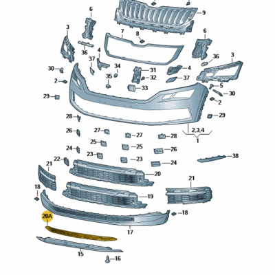 Lüftungsgitter Grill mitte schwarz Skoda Kodiaq 565853677B 9B9