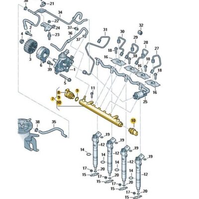 Kraftstoffverteiler Einspritzleiste Audi Seat Skoda VW 03L130089J