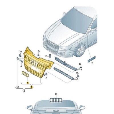 Kühlergrill Frontgrill schwarz-glänzend Audi A5 8T0853651G T94