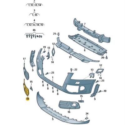 Luftführungsgitter Grill rechts satinschwarz Audi Q5 8R0807682T BJI