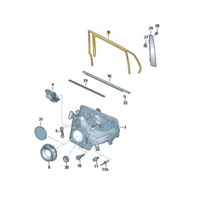 Fensterführung rechts hinten schwarz VW Golf 5K6839432E 5AP