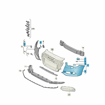 Stossfängerabdeckung links grundiert Audi A1 8X0807065A GRU