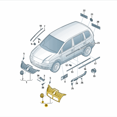 Kühlergrill Zierleisten VW Touran 1T0853651AGPWF