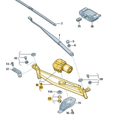Scheibenwischeraufnahme Wischergestänge Skoda Yeti 5L1955023A